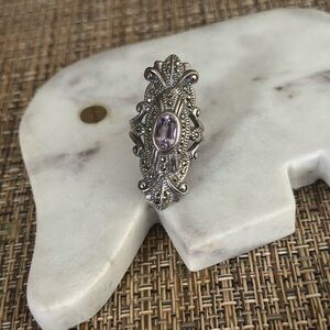 Sterling Silver with marcasite and Purple amethyst Ring